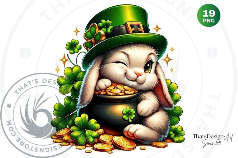 Watercolor St Patricks Day Bunny Clipart for crafts and sublimation